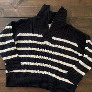 La Ligne Navy and White Striped Turtleneck Sweater